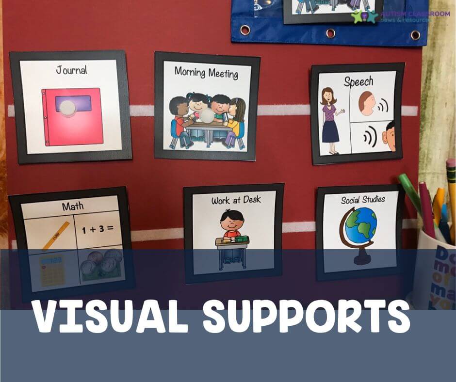 Visual supports (picture of group schedule visuals) are a key element of the CORE for autism classrooms.