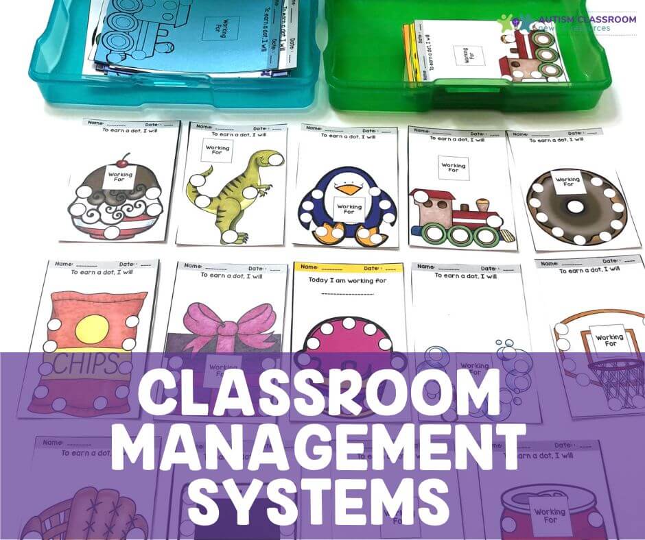 Classroom management systems are critical for students in autism classrooms or any classrooms. [picture of punch cards token systems]