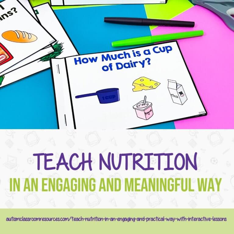 Teach nutrition in an engaging and practical way. [picture of mini-instruction book about serving size of dairy foods]