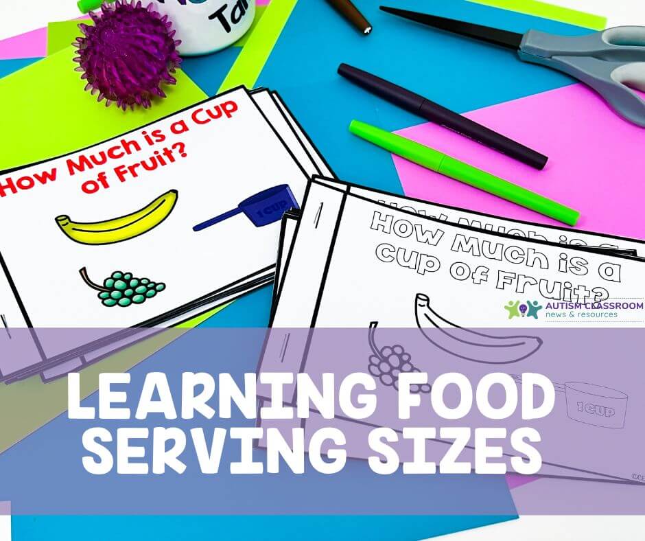Teach nutrition in an engaging and practical way. Learning Food Serving Size. Pictures of black and white and color versions of a mini-book for How Much is a Cup of fruit?