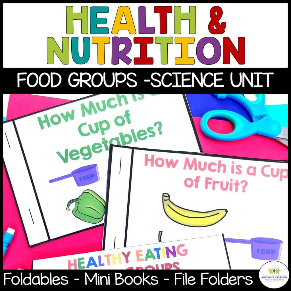 health and Nutrition Food groups - science unit-click to purchase on TpT. Picture of mini books for how much is a cup of fruit and how much is a cup of vegetables