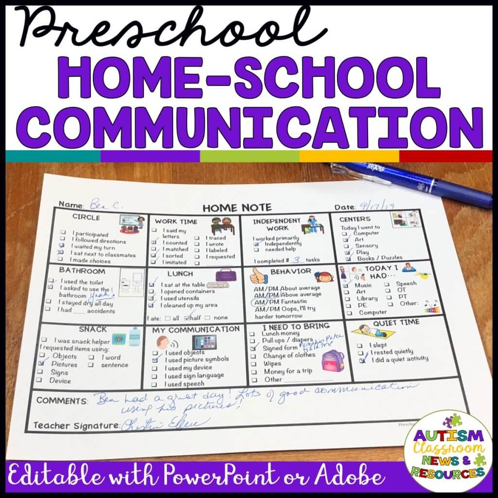 Preschool Home School Communication Notes