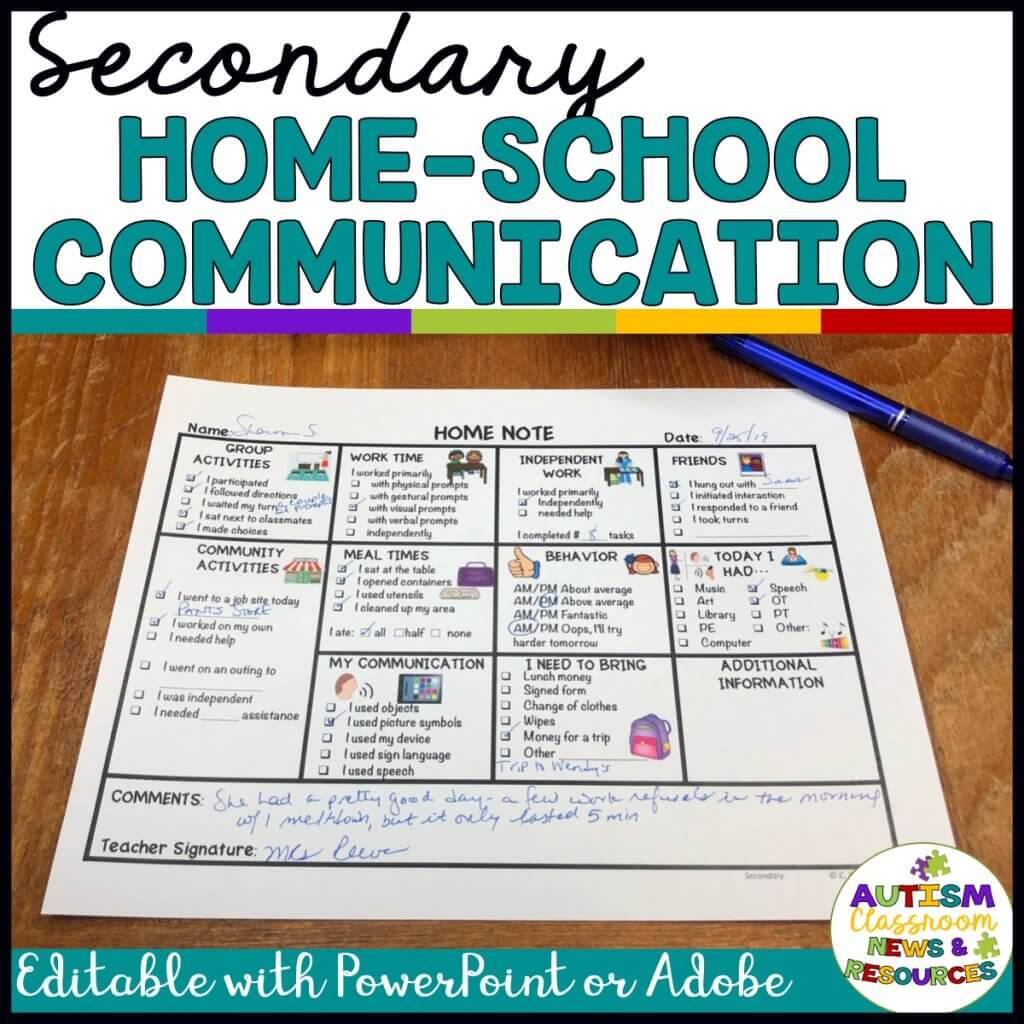 Secondary Home-School Communication Notes