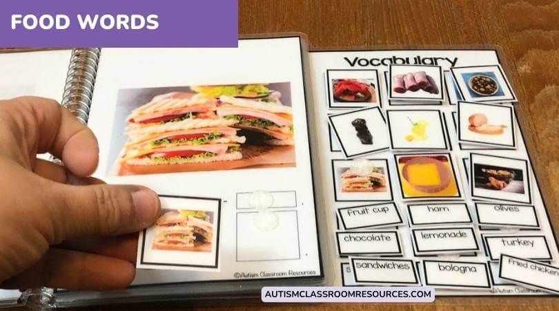 Resources and Reading Programs for Autism Food word interactive book