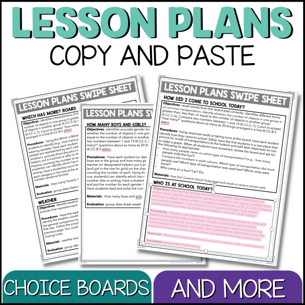 Lesson Plans Copy and Paste - Choice boards and more