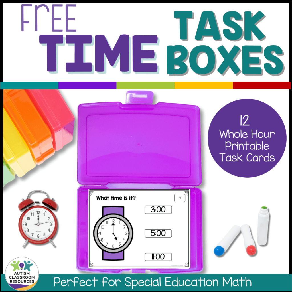 Free Time Task Cards-12 Whole Hour Printable Task Cards. Picture of multiple choice task cards