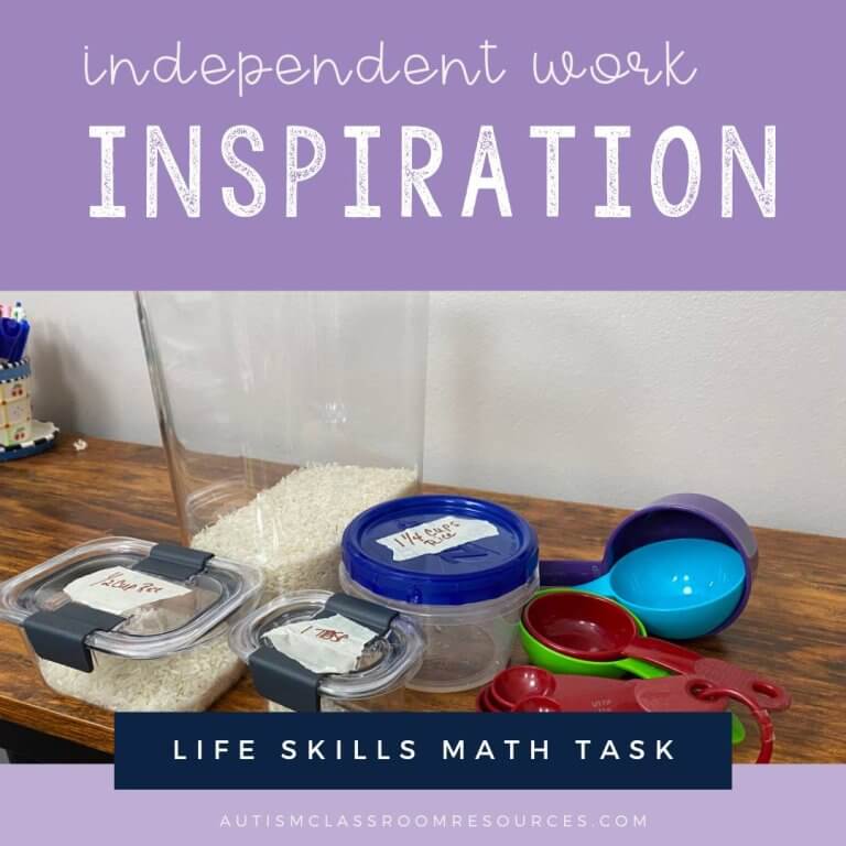 independent work inspiration-life skills math task--measuring rice