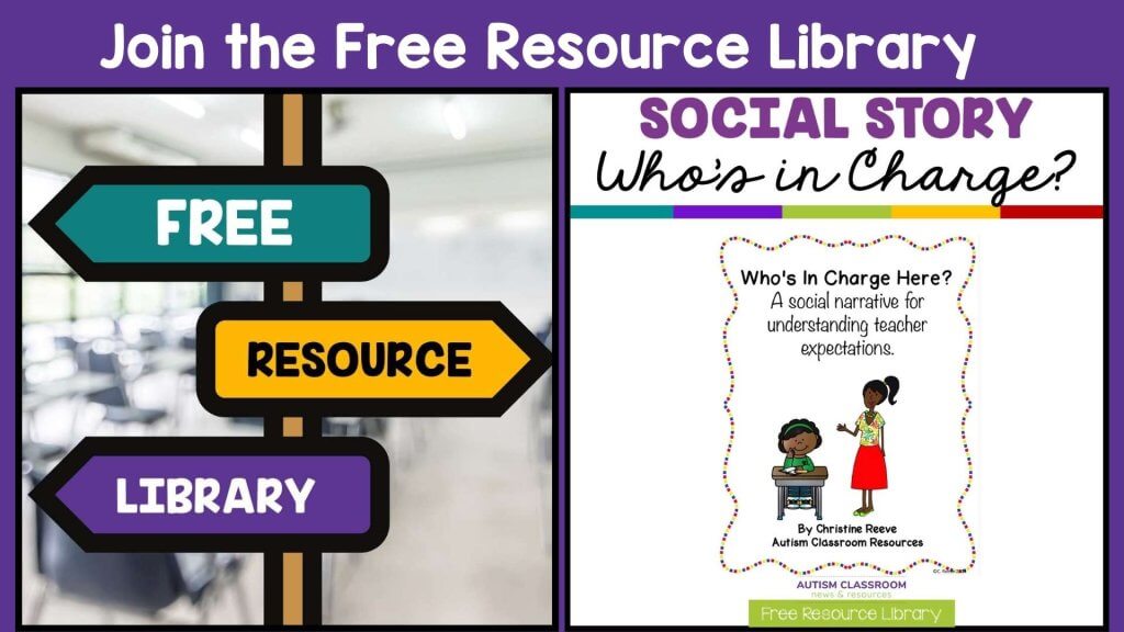 Click to join the free resource library and download the free Who's In Charge? Social Story